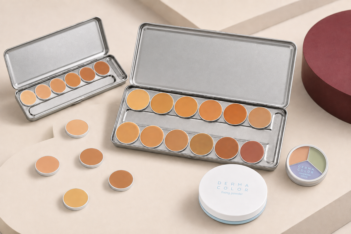 Six- and twelve-shade Dermacolor palettes with individual refills